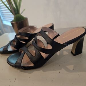Cole Haan Alyse Black Leather Heeled Strappy Sandal, NEW, Size 10B, MSRP $150